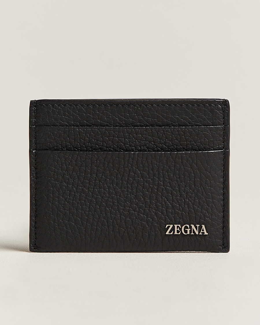 Zegna Grain Leather Card Holder Black at CareOfCarl.com