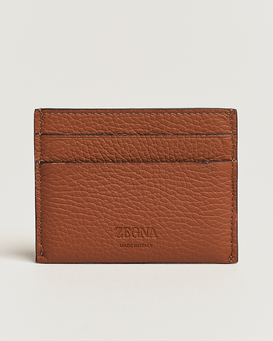 Men | Zegna | Zegna | Grain Leather Card Holder Brown