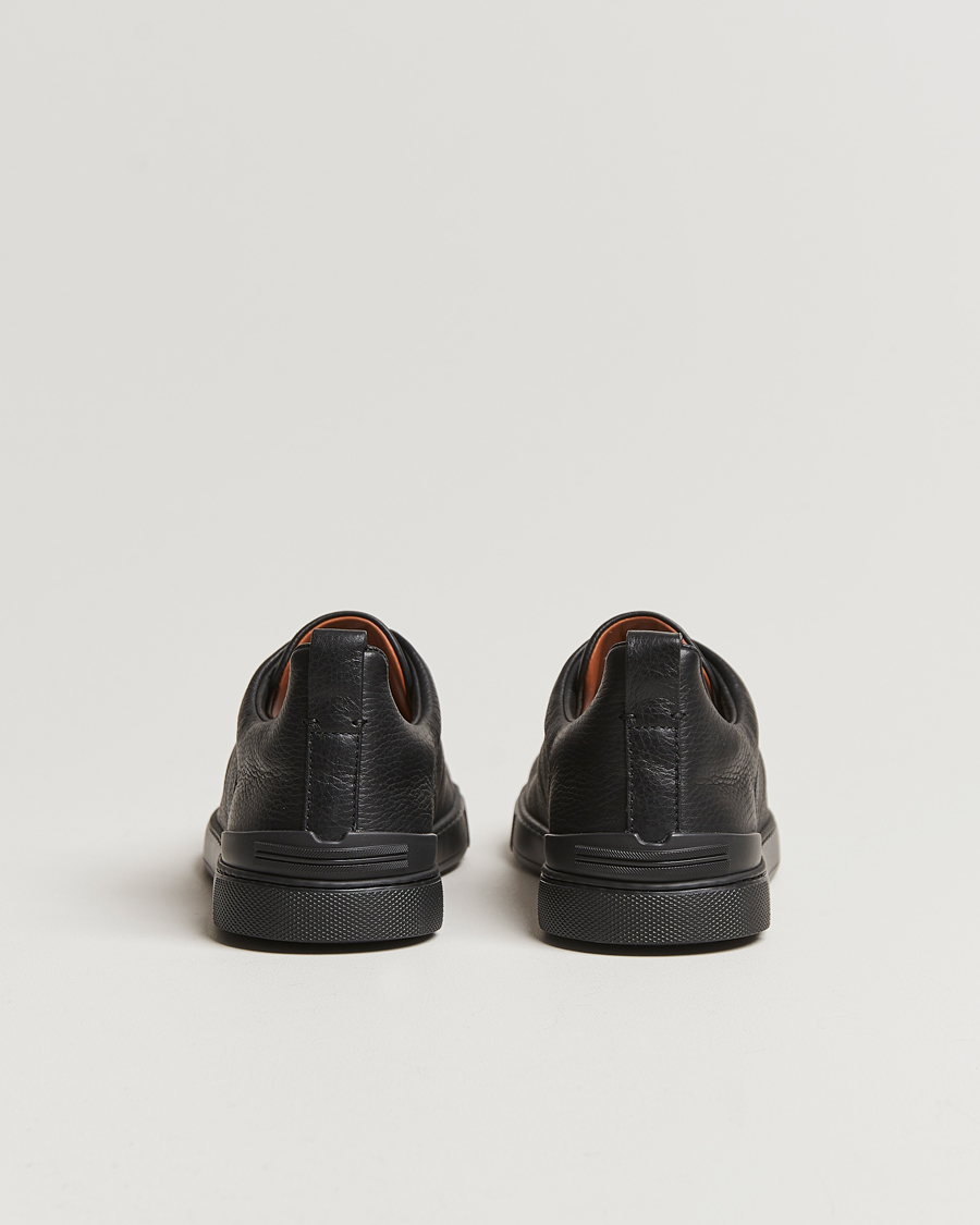 Zegna Triple Stitch Sneakers Full Black Deerskin at CareOfCarl.com