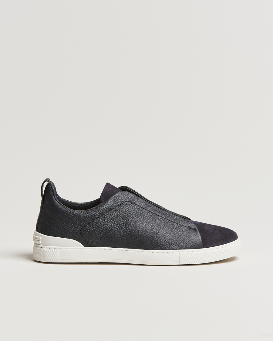 Men | Zegna Triple Stitch Bi-Material Sneakers Navy | Zegna | Triple Stitch Bi-Material Sneakers Navy