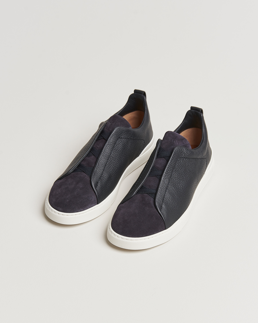 Men | Zegna | Zegna | Triple Stitch Bi-Material Sneakers Navy