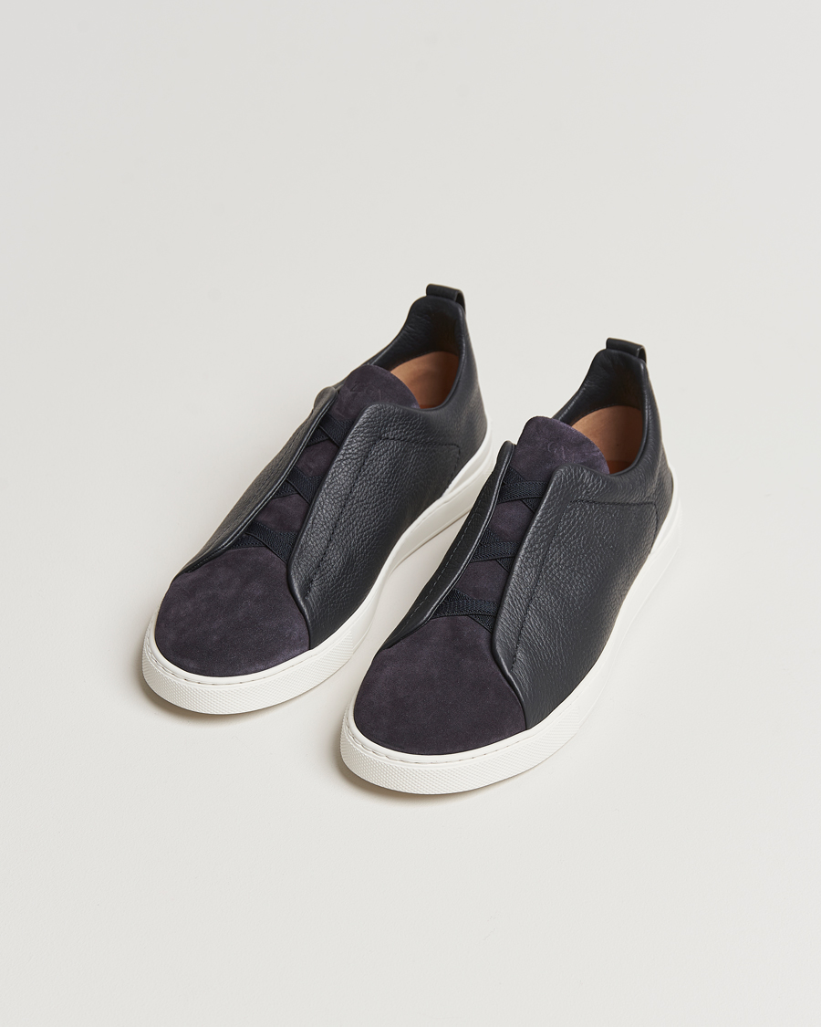 Men | Zegna Triple Stitch Bi-Material Sneakers Navy | Zegna | Triple Stitch Bi-Material Sneakers Navy