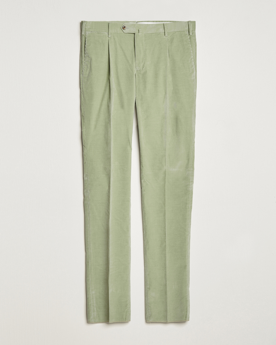 Men | Trousers | PT01 | Slim Fit Pleated Corduroy Trousers Mint