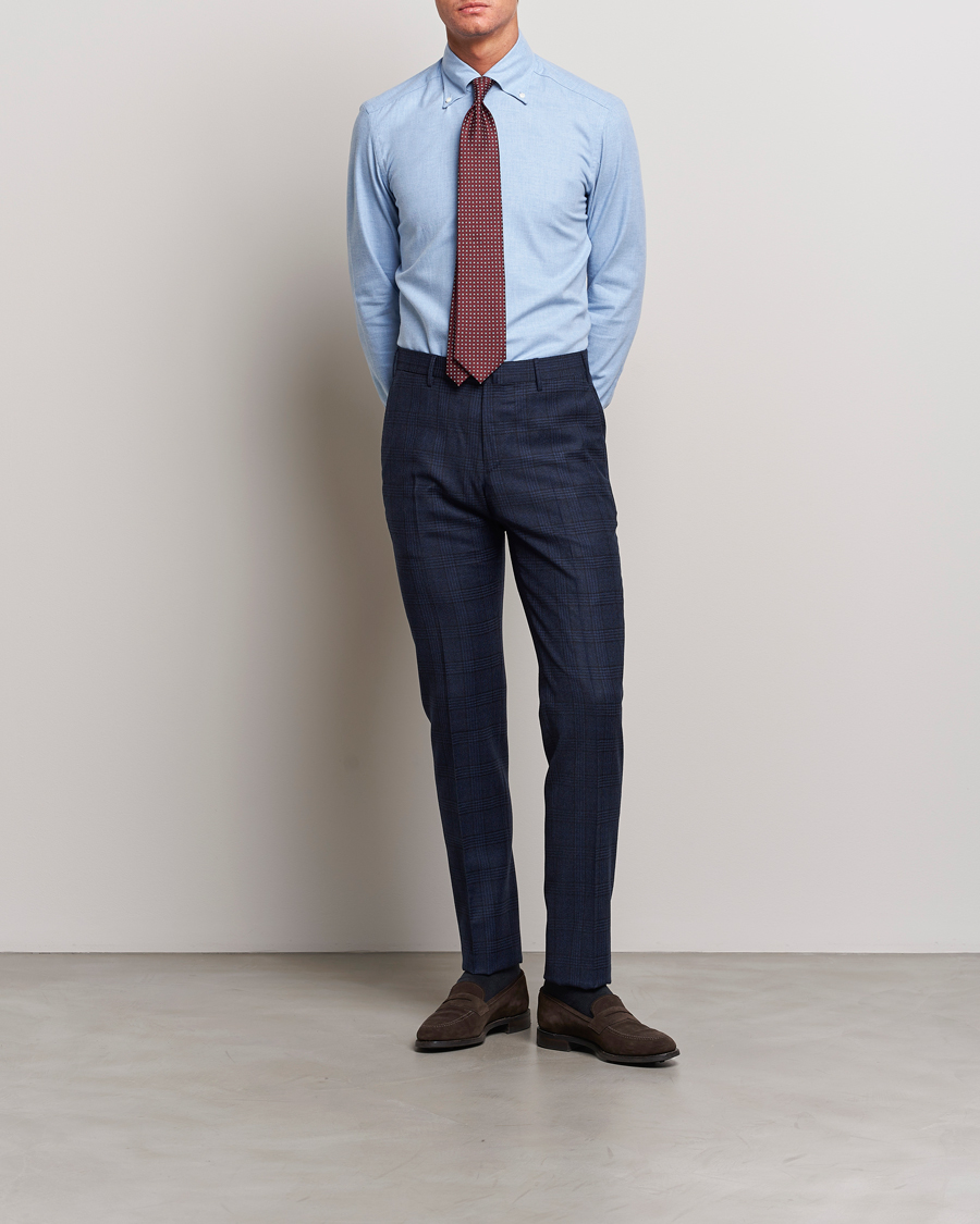 Men | Trousers | PT01 | Slim Fit Prince Of Wales Wool Trousers Navy