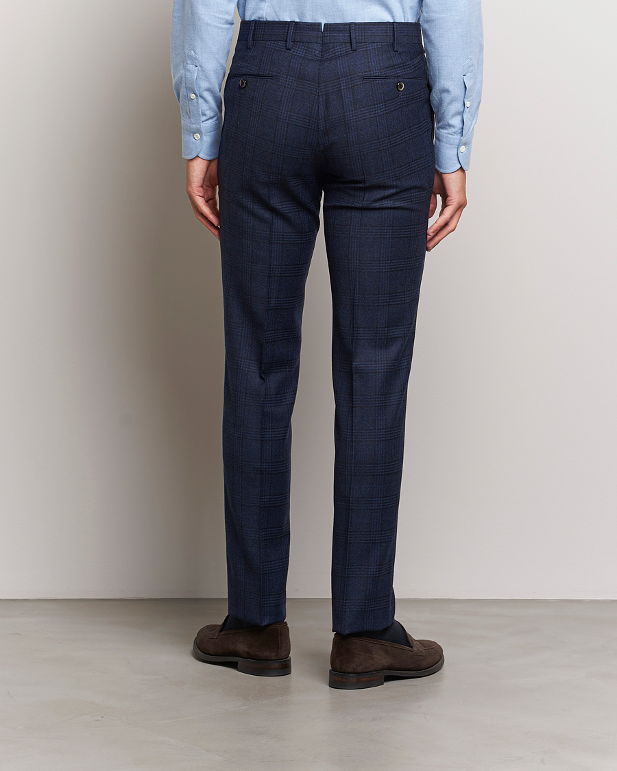 Men | Trousers | PT01 | Slim Fit Prince Of Wales Wool Trousers Navy