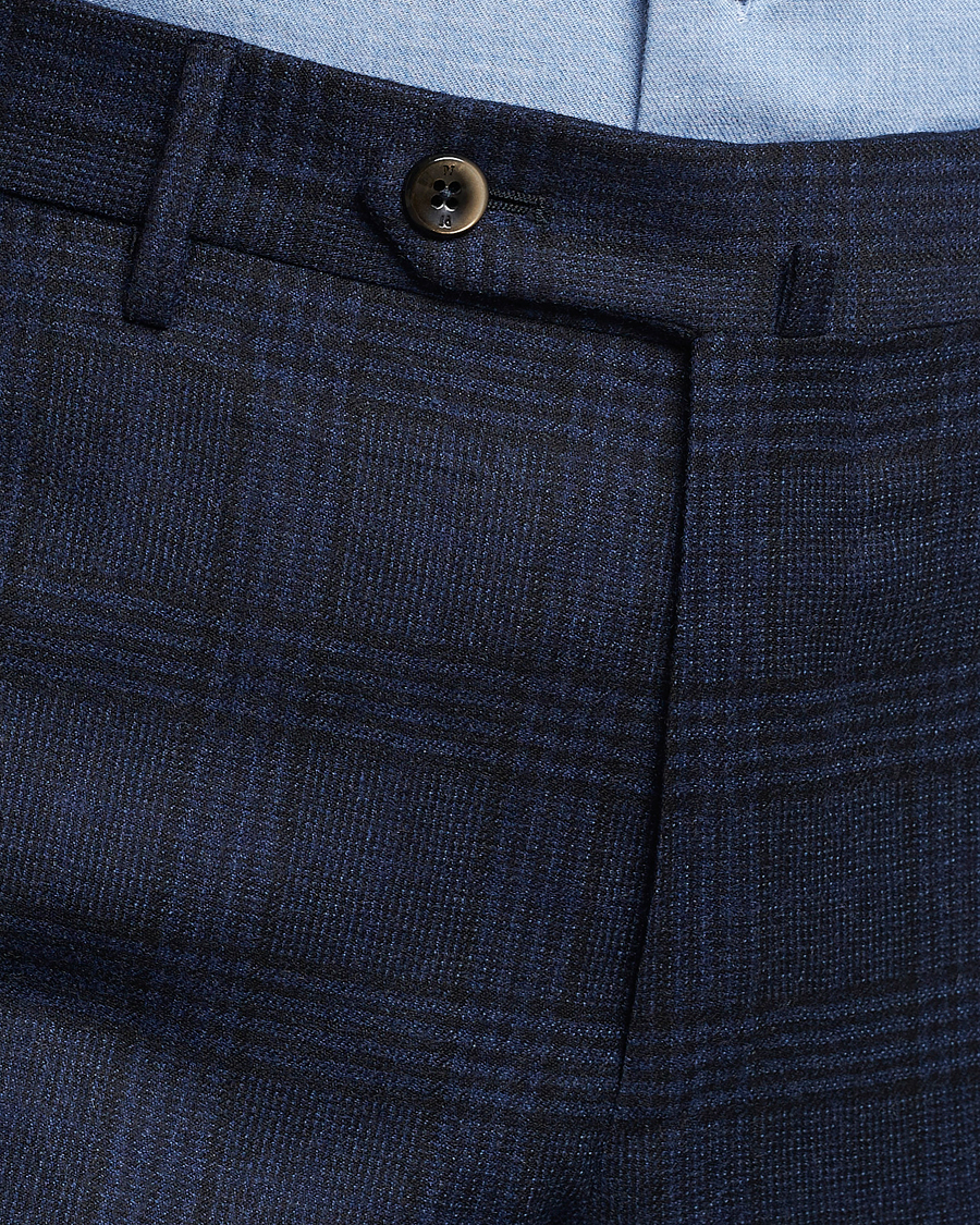 Men | Trousers | PT01 | Slim Fit Prince Of Wales Wool Trousers Navy