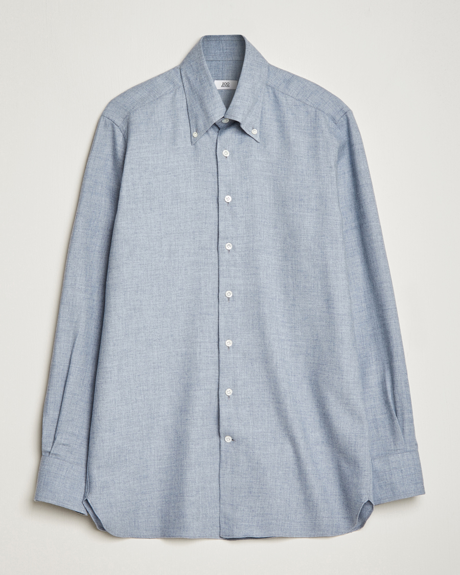 Men | Shirts | 100Hands | Cotton Button Down Flannel Shirt Grey