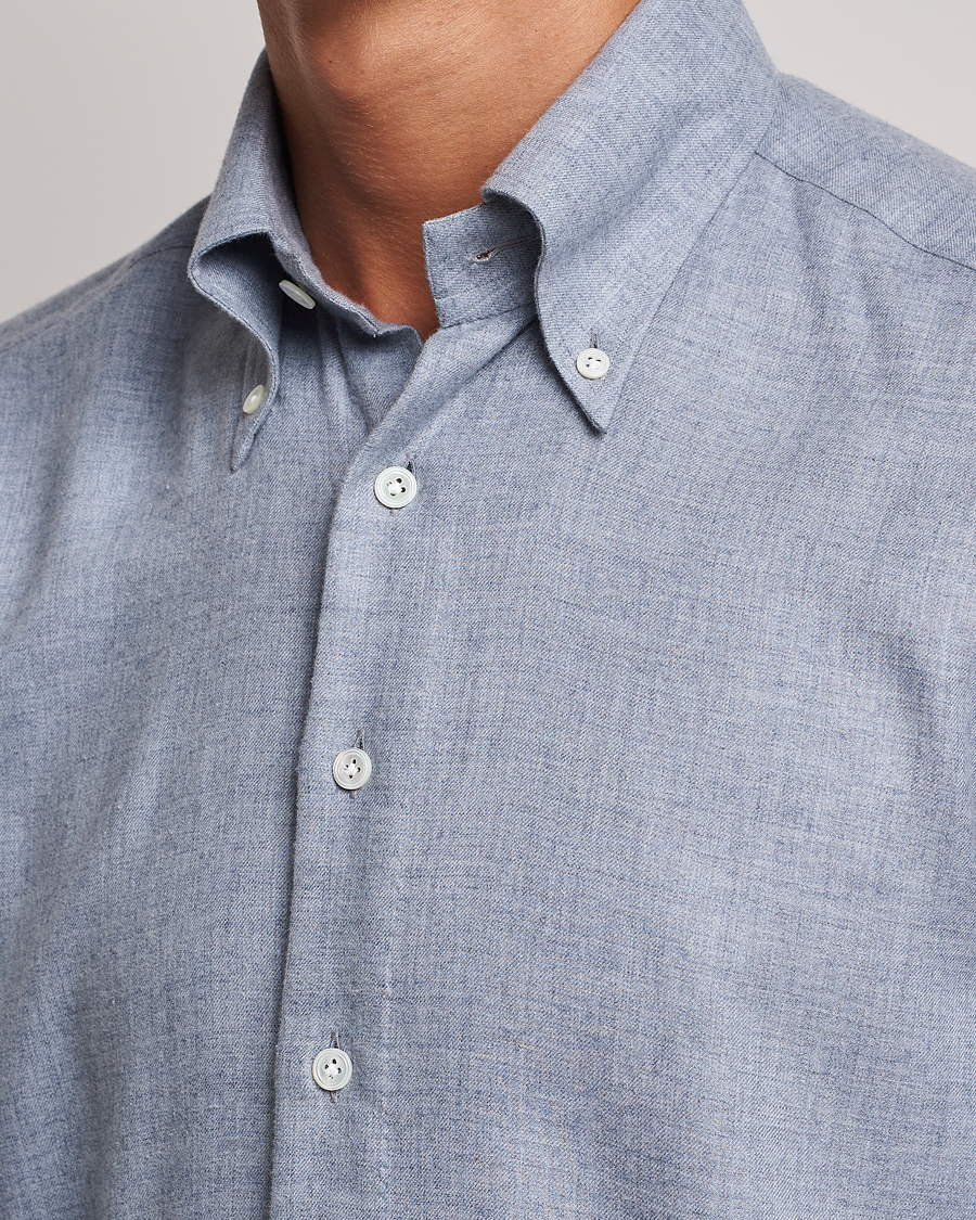 Men | Shirts | 100Hands | Cotton Button Down Flannel Shirt Grey