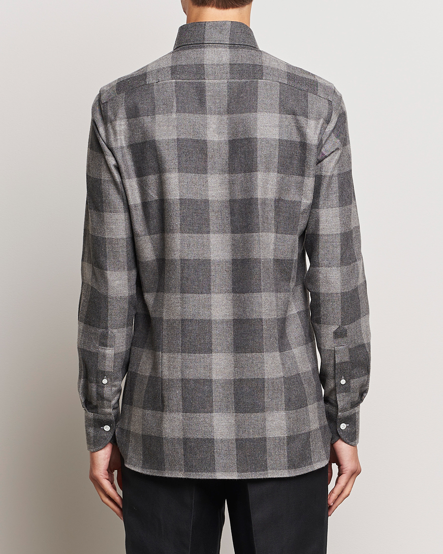 Men | Shirts | 100Hands | Large Checked Flannel Shirt Grey
