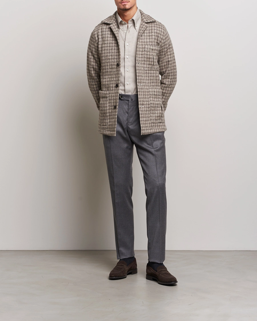 Men | Shirts | 100Hands | Fox Brothers Checked Wool Travellers Jacket Brown