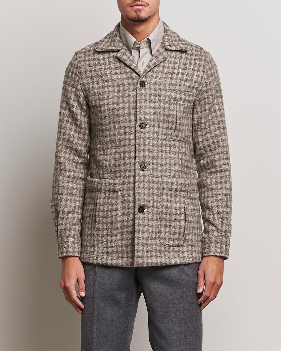 Men | Shirts | 100Hands | Fox Brothers Checked Wool Travellers Jacket Brown
