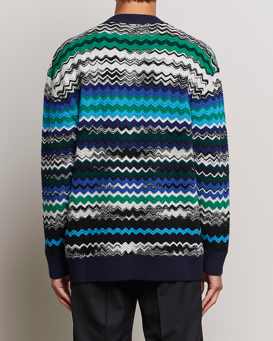 Men | Sweaters & Knitwear | Missoni | Chevron Wool Cardigan Black/Blue