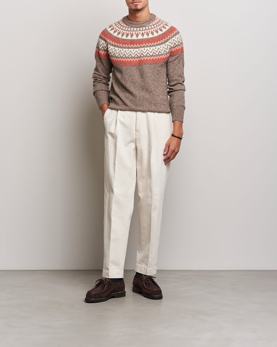 Men | Sweaters & Knitwear | Altea | Cashmere Blend Norwegian Sweater Beige/Red