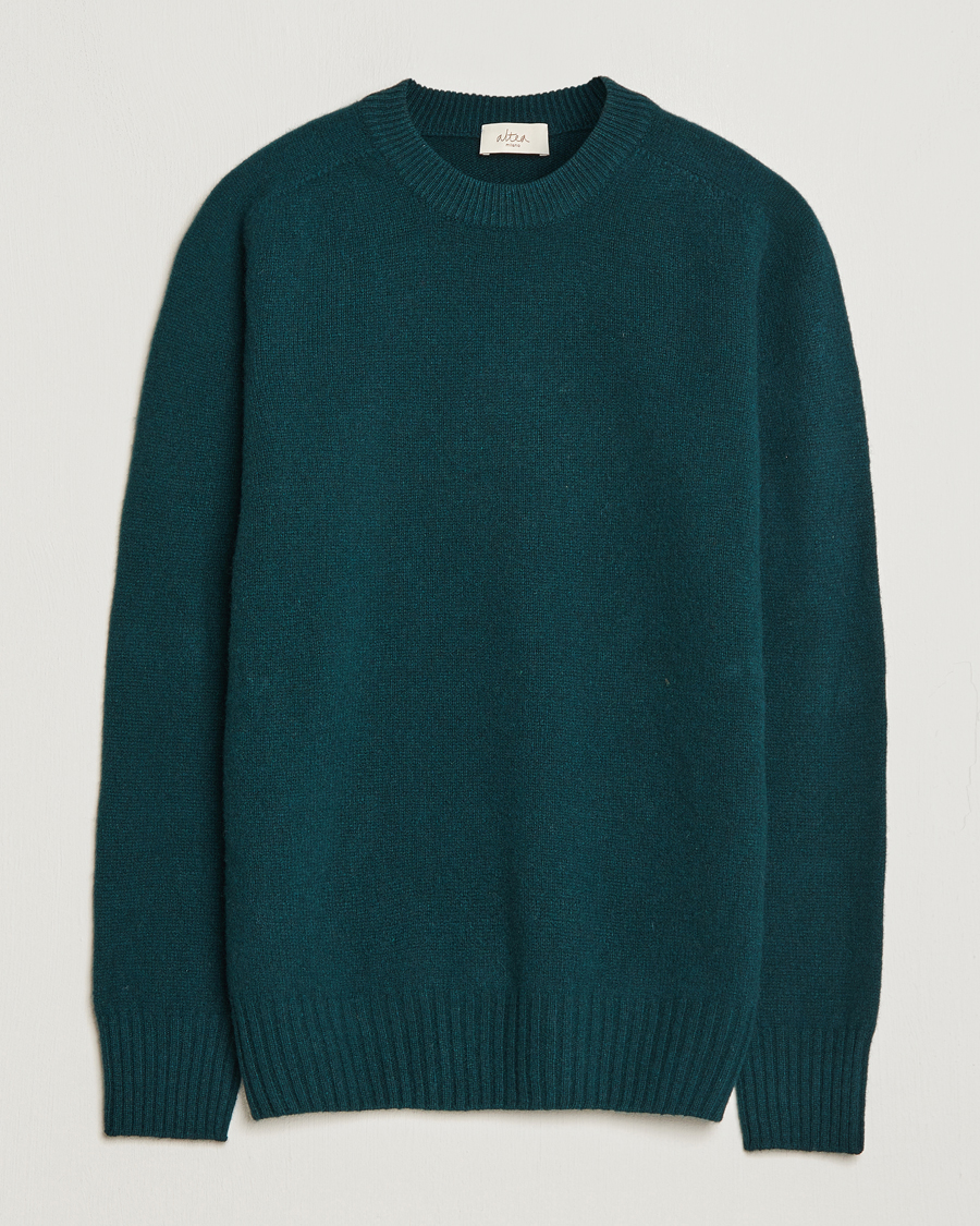 Men | Sweaters & Knitwear | Altea | Wool/Cashmere Crew Neck Pullover Dark Green