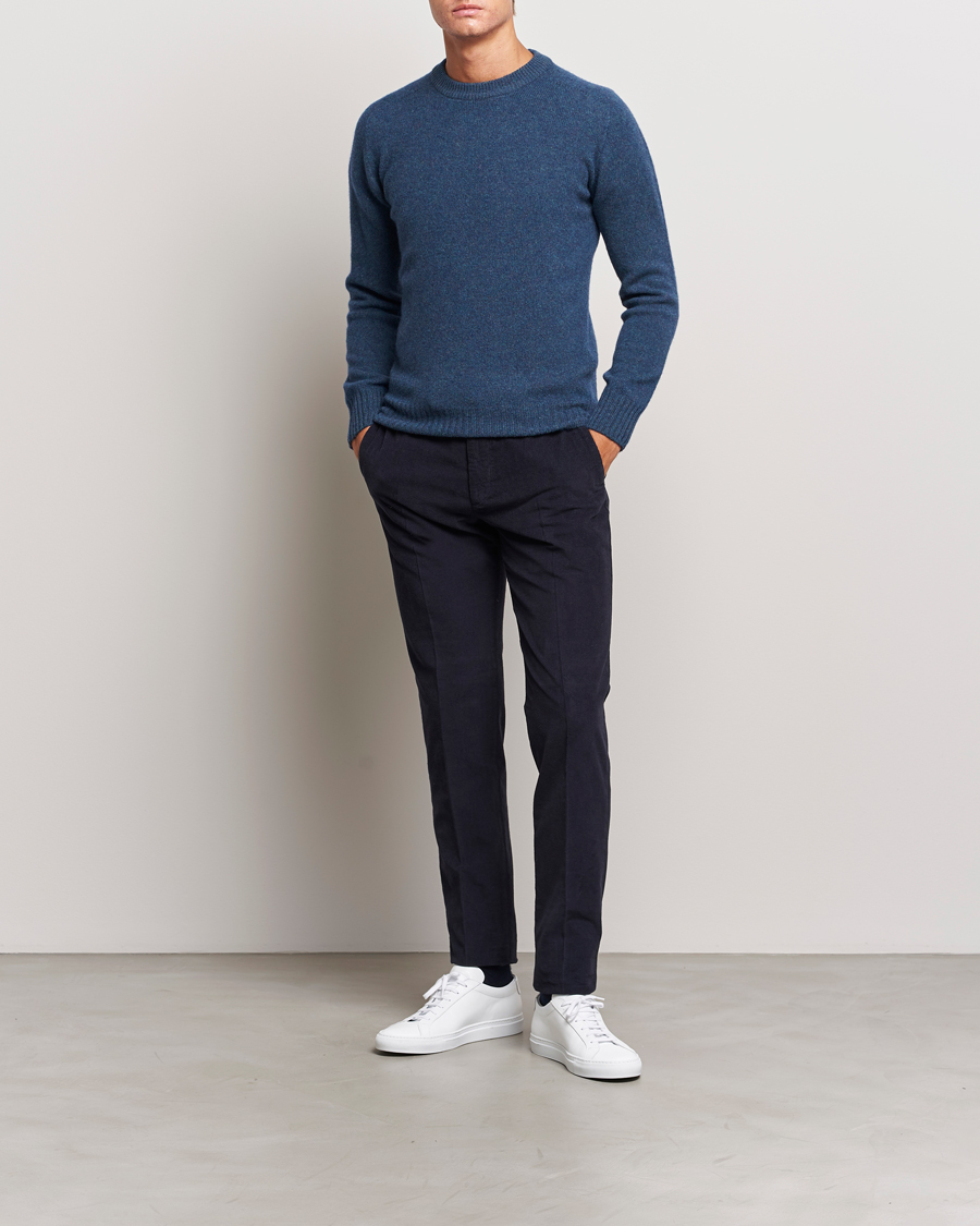 Men | Sweaters & Knitwear | Altea | Wool/Cashmere Crew Neck Pullover Petroleum