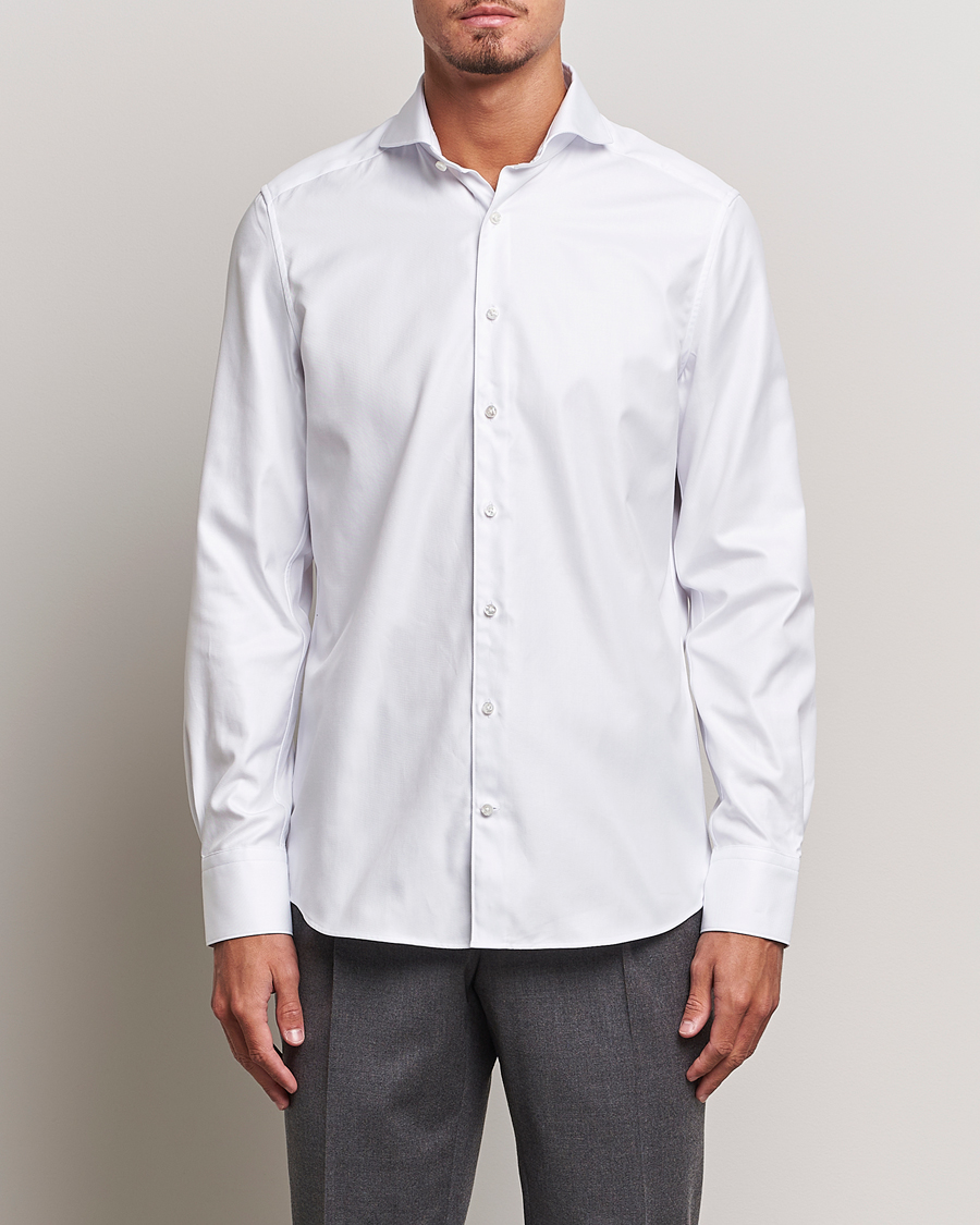 Men | Stenströms | Stenströms | 1899 Slim Supima Cotton Twill Shirt White