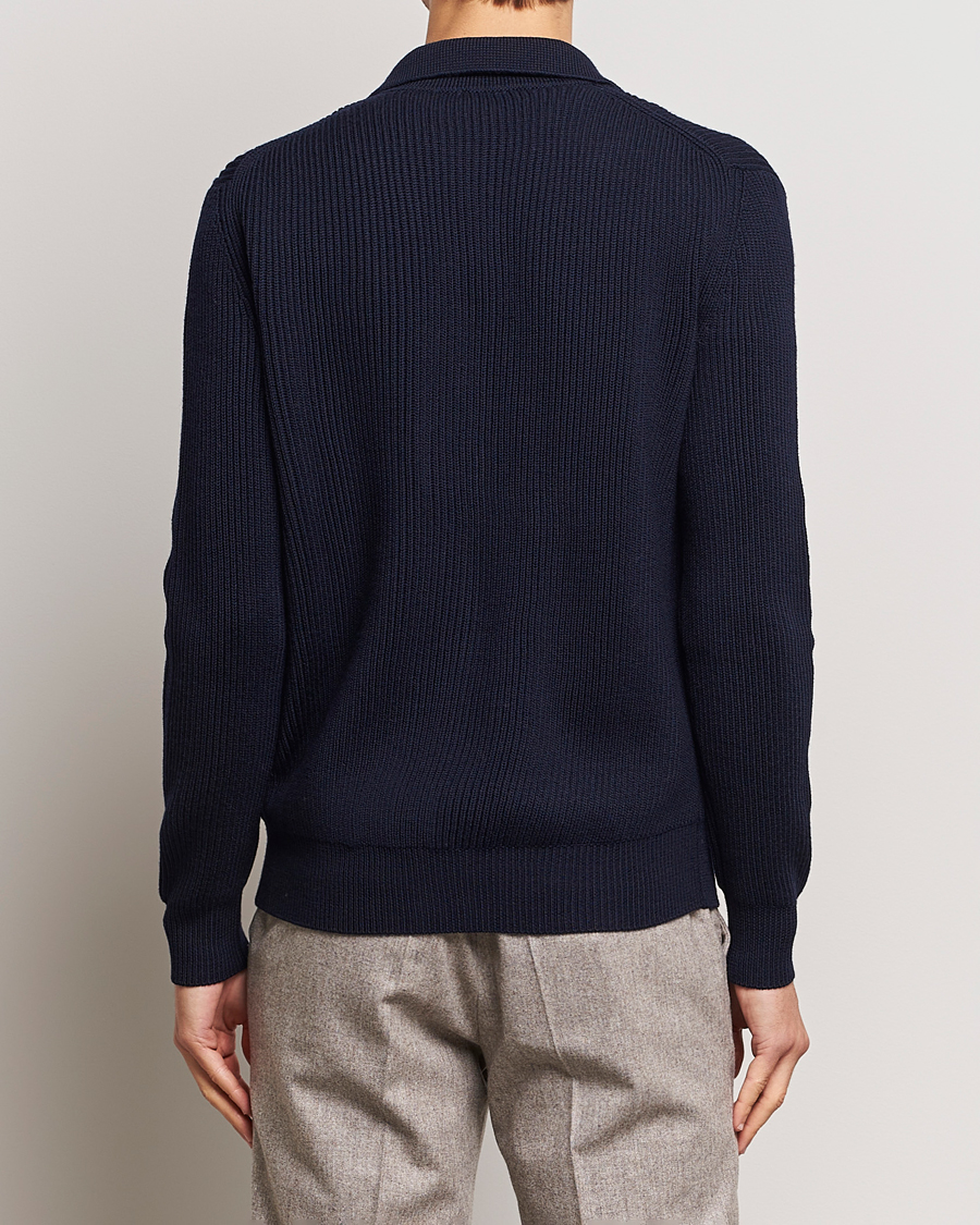 Men | Sweaters & Knitwear | Altea | Rib Wool Cardigan Navy