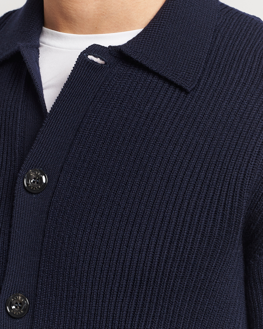 Men | Sweaters & Knitwear | Altea | Rib Wool Cardigan Navy
