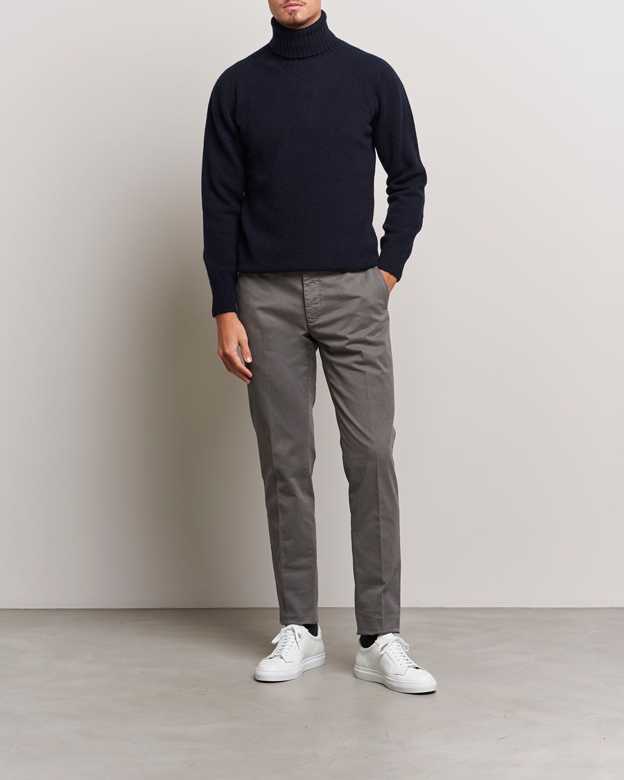Men | Sweaters & Knitwear | Altea | Wool/Cashmere Crew Neck Rollneck Navy