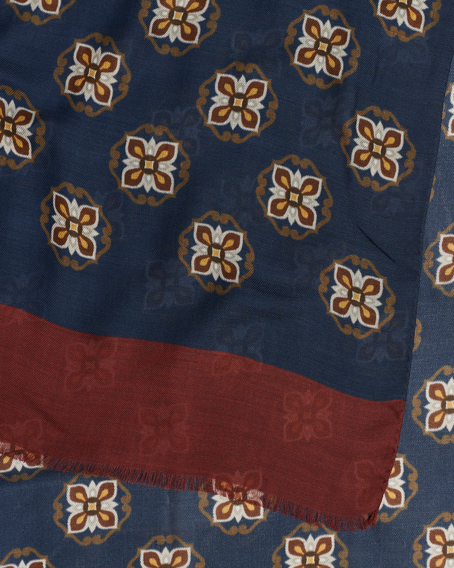 Men | Altea Printed Medallion Wool Scarf Navy | Altea | Printed Medallion Wool Scarf Navy