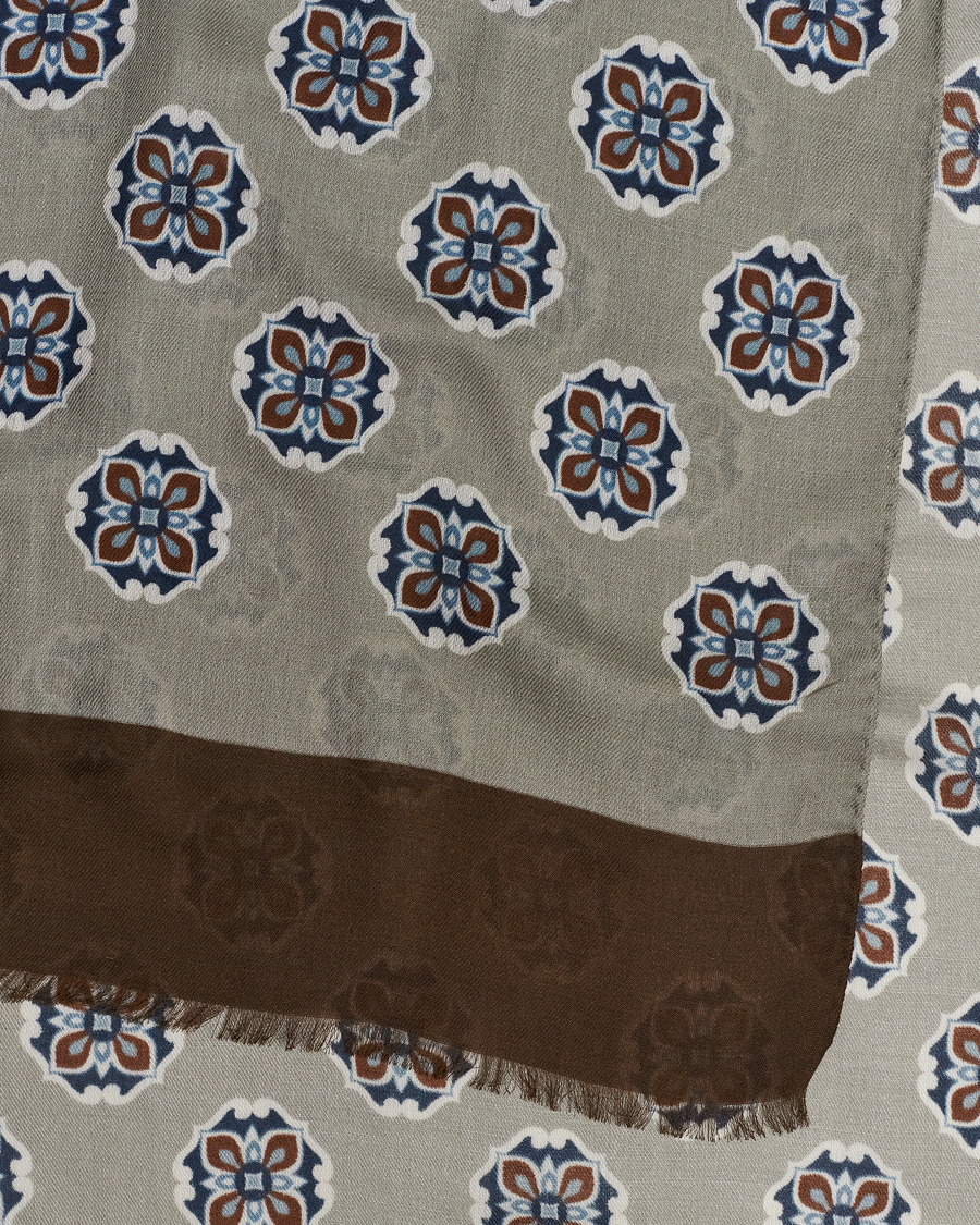 Men | Altea Printed Medallion Wool Scarf Light Grey | Altea | Printed Medallion Wool Scarf Light Grey