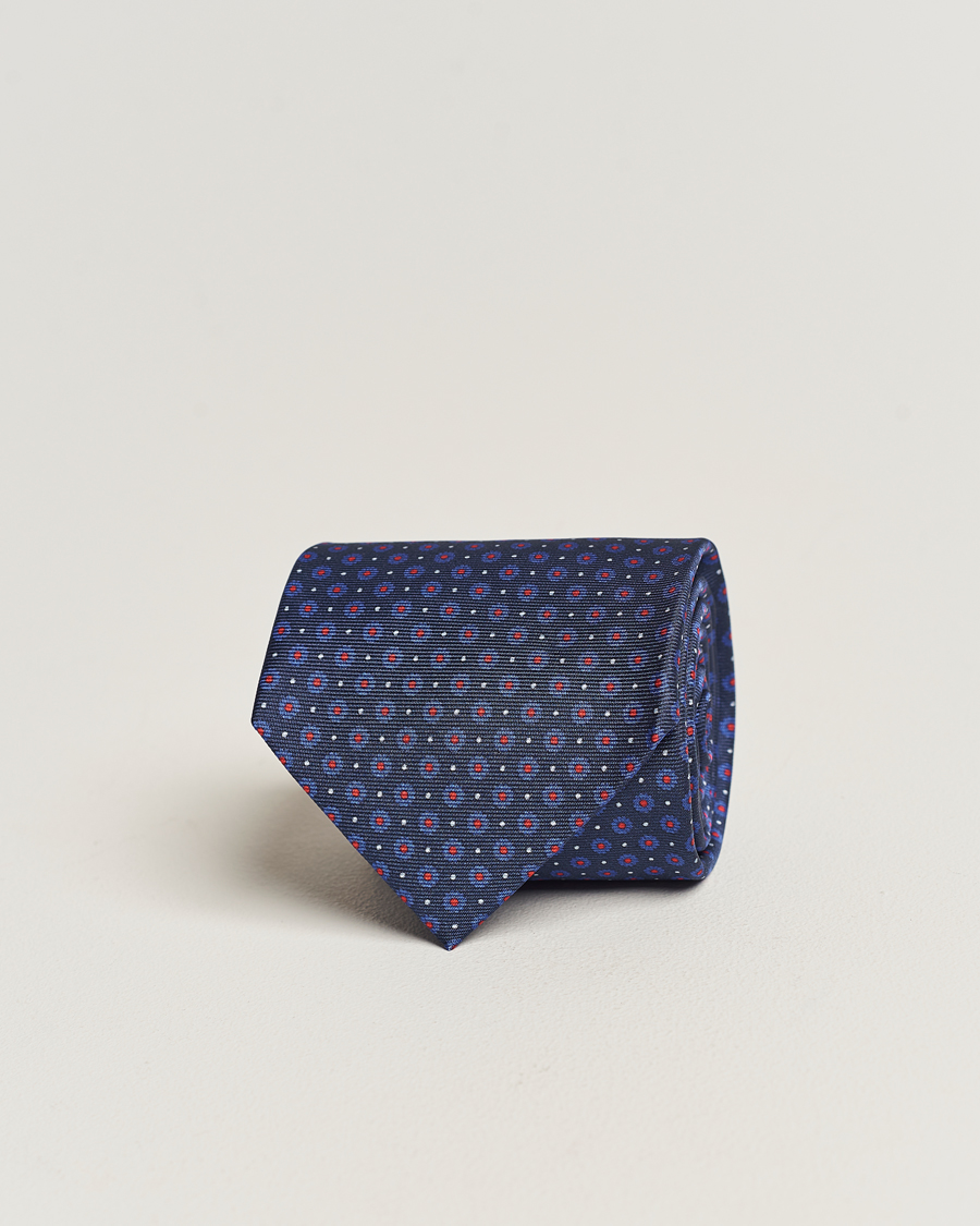 Men | Altea Printed Silk Tie Navy/Red | Altea | Printed Silk Tie Navy/Red