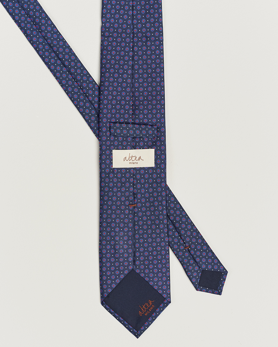 Men | Altea Printed Silk Tie Navy/Red | Altea | Printed Silk Tie Navy/Red
