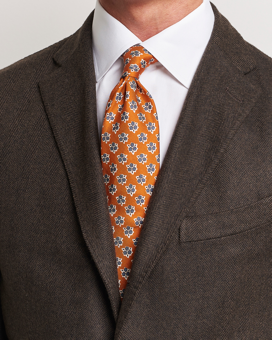 Men | Italian Department | Altea | Printed Silk Tie Orange