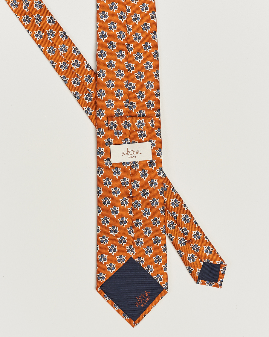 Men | Altea Printed Silk Tie Orange | Altea | Printed Silk Tie Orange