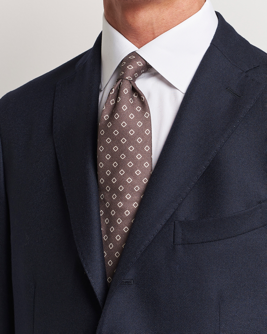 Men | Italian Department | Altea | Printed Wool Tie Brown