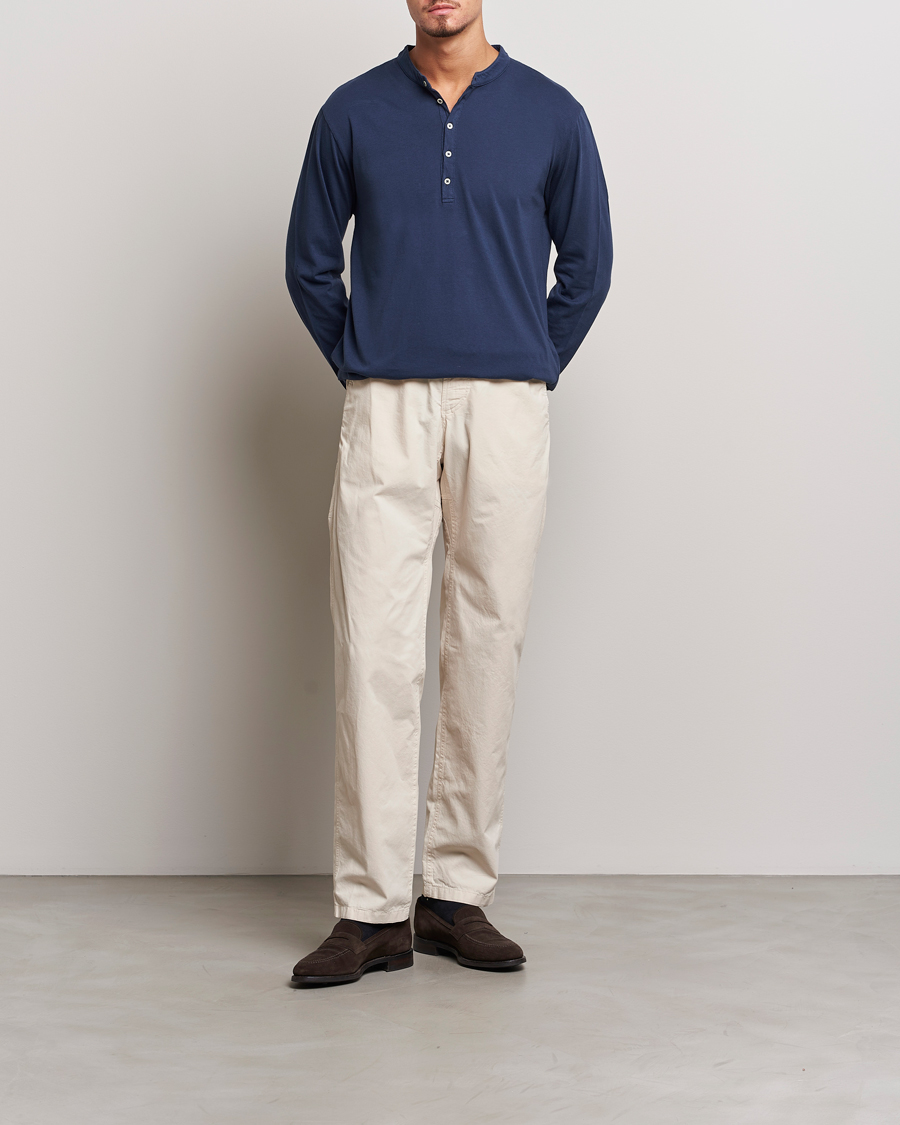 Men | Sweaters & Knitwear | Massimo Alba | Hawai Cotton/Cashmere Henley Navy