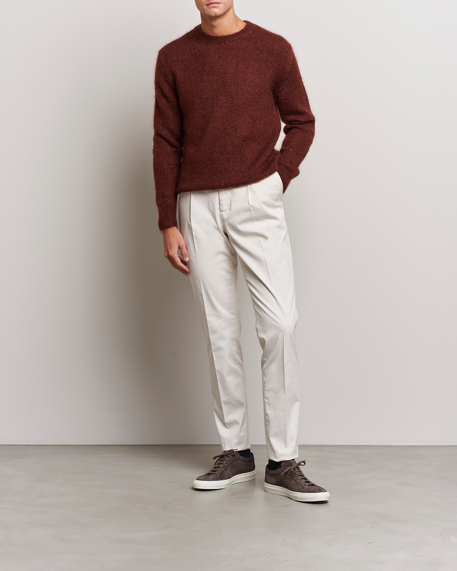 Men | Sweaters & Knitwear | Massimo Alba | Alder Mohair/Silk Crew Neck Burnt Orange