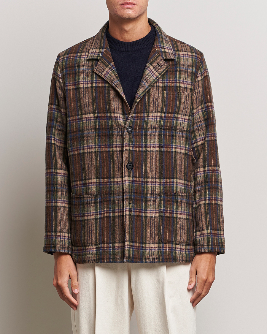 Men |  | Massimo Alba | Florida Soft Wool Shirt Jacket Brown Check