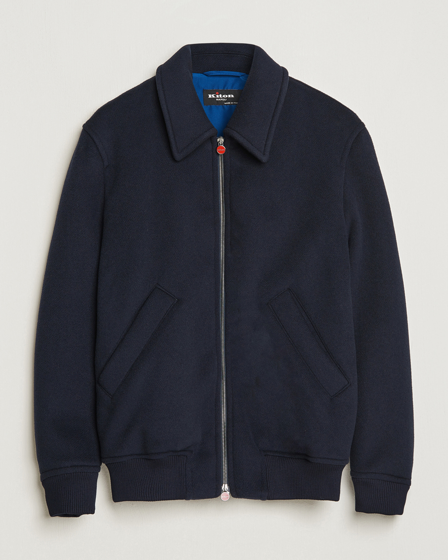 Men | Coats & Jackets | Kiton | Wool/Cashmere Bomber Jacket Navy