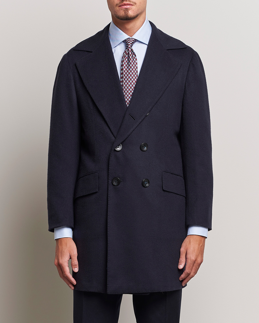 Men | Coats | Kiton | Double Breasted Cashmere Coat Navy