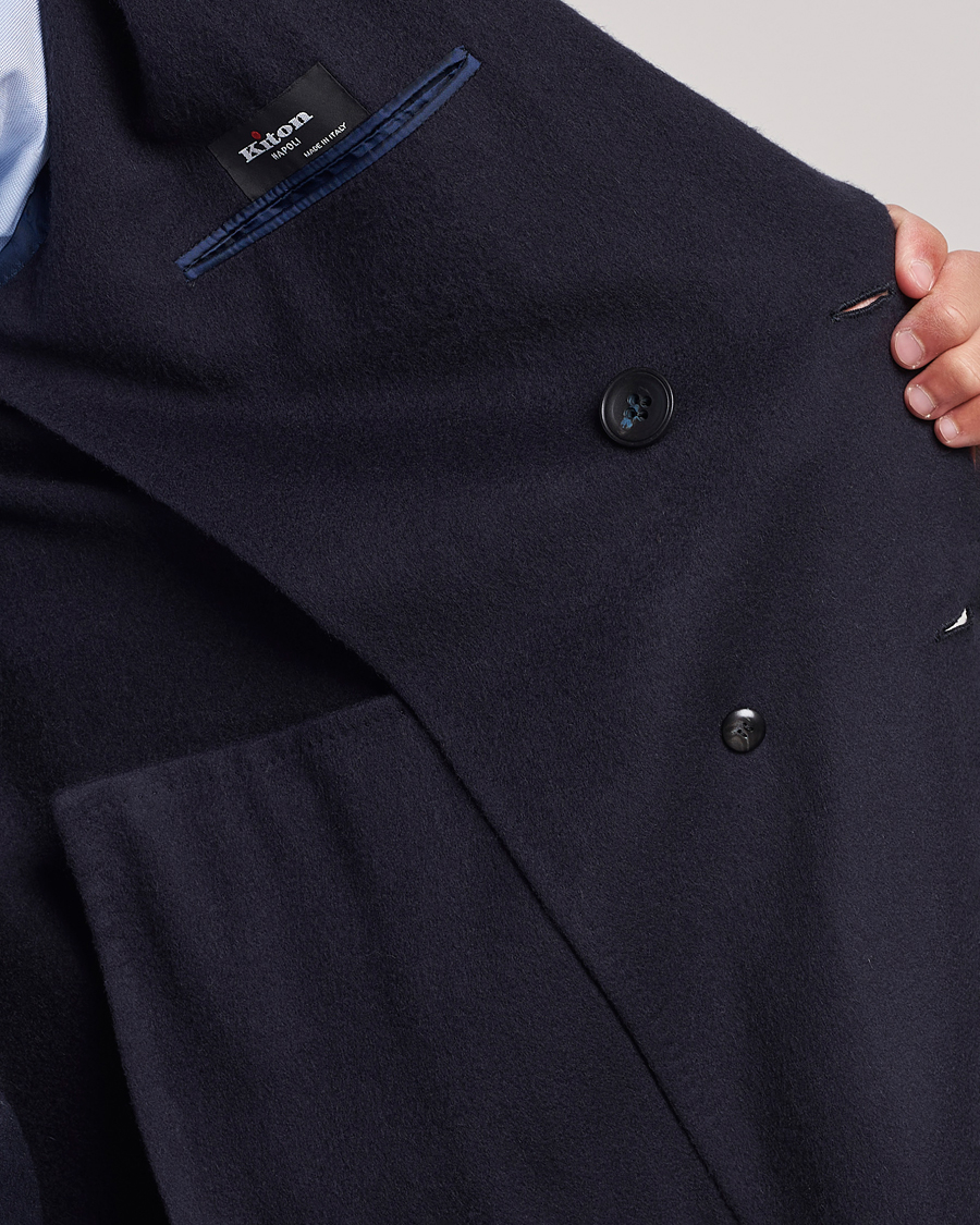 Men | Coats & Jackets | Kiton | Double Breasted Cashmere Coat Navy