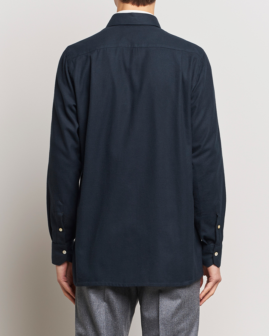 Men | Shirts | Kiton | Herringbone Flannel Overshirt Midnight