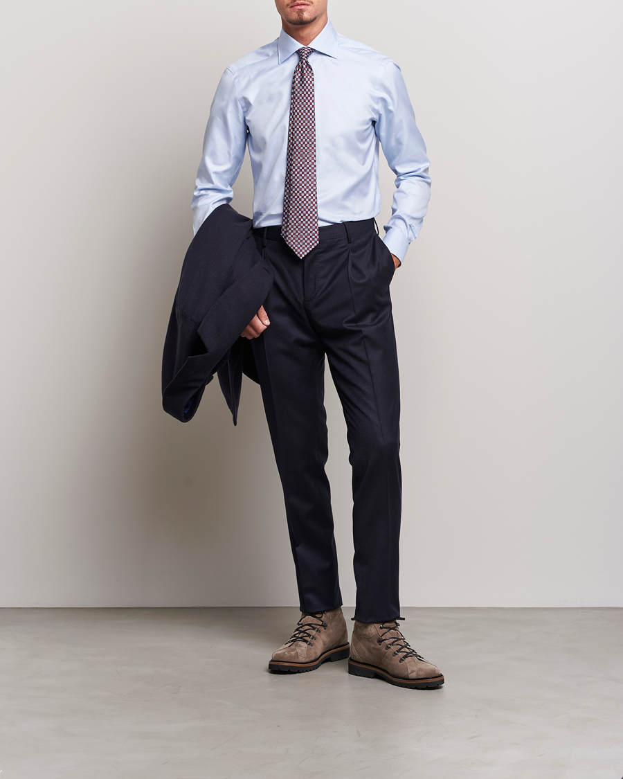 Men | Shirts | Kiton | Slim Fit Royal Oxford Shirt Light Blue