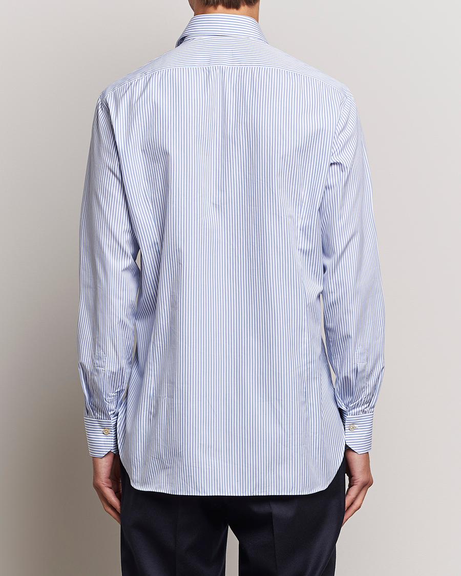 Men | Shirts | Kiton | Slim Fit Striped Poplin Shirt Light Blue