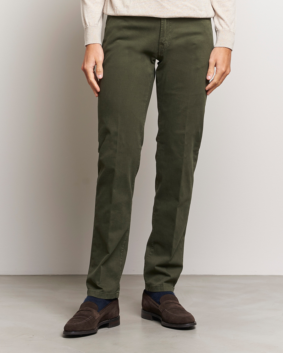 Men | Casual Trousers | Kiton | Slim Fit Cashmere/Cotton 5-Pocket Pants Dark Green