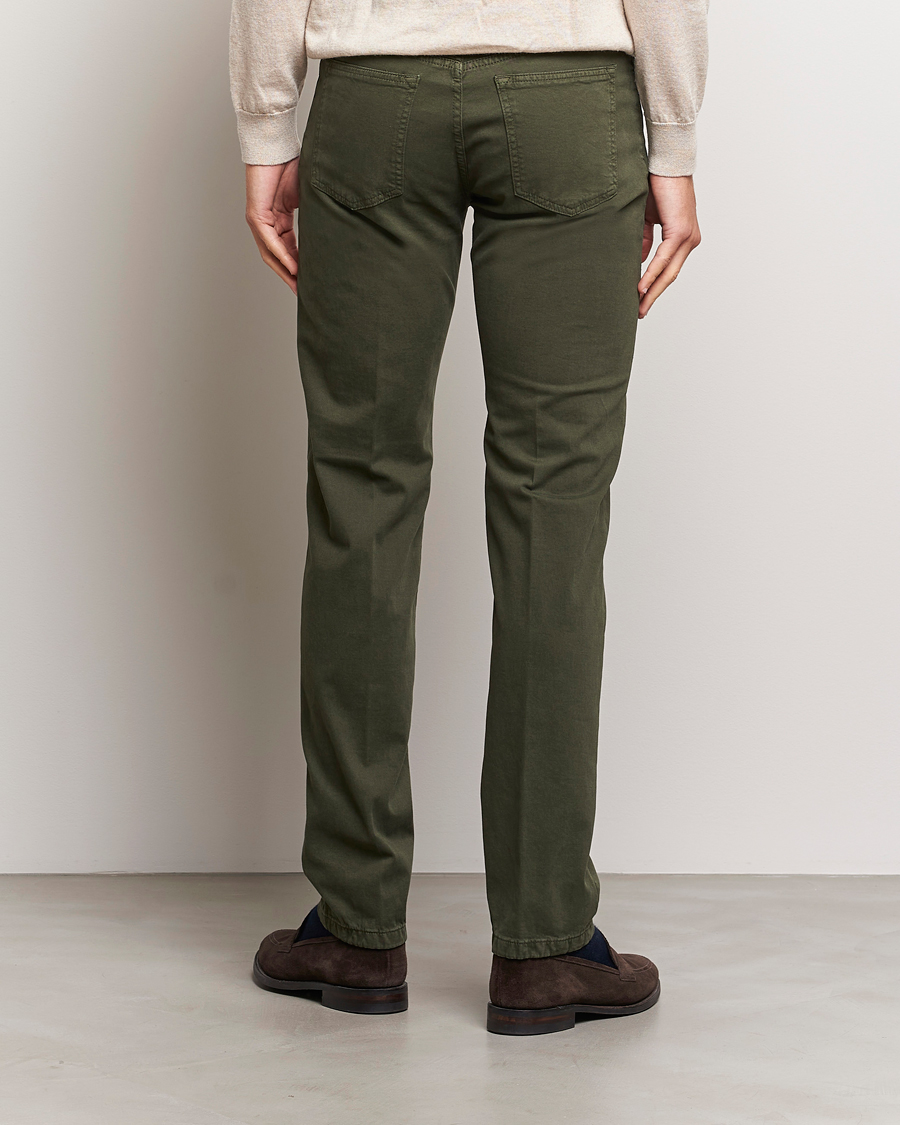 Men | Trousers | Kiton | Slim Fit Cashmere/Cotton 5-Pocket Pants Dark Green