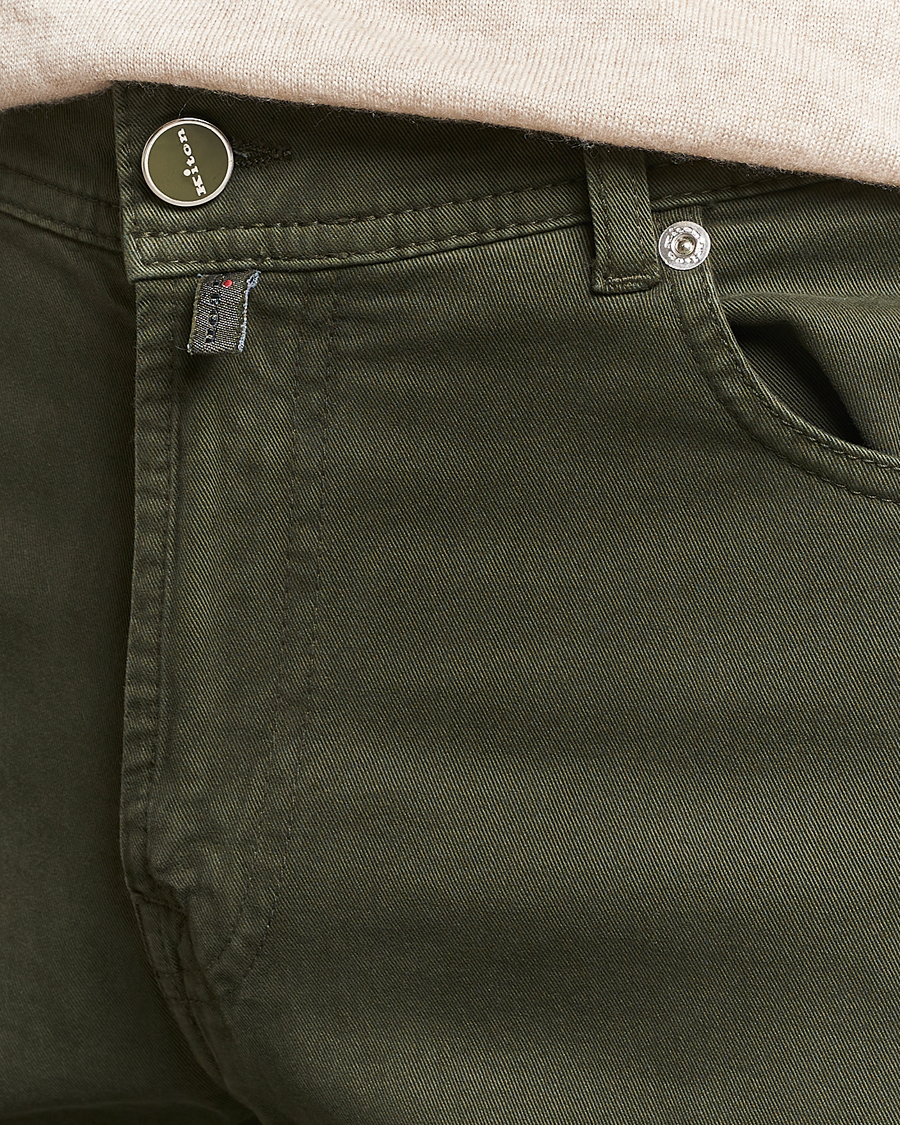 Men | Trousers | Kiton | Slim Fit Cashmere/Cotton 5-Pocket Pants Dark Green
