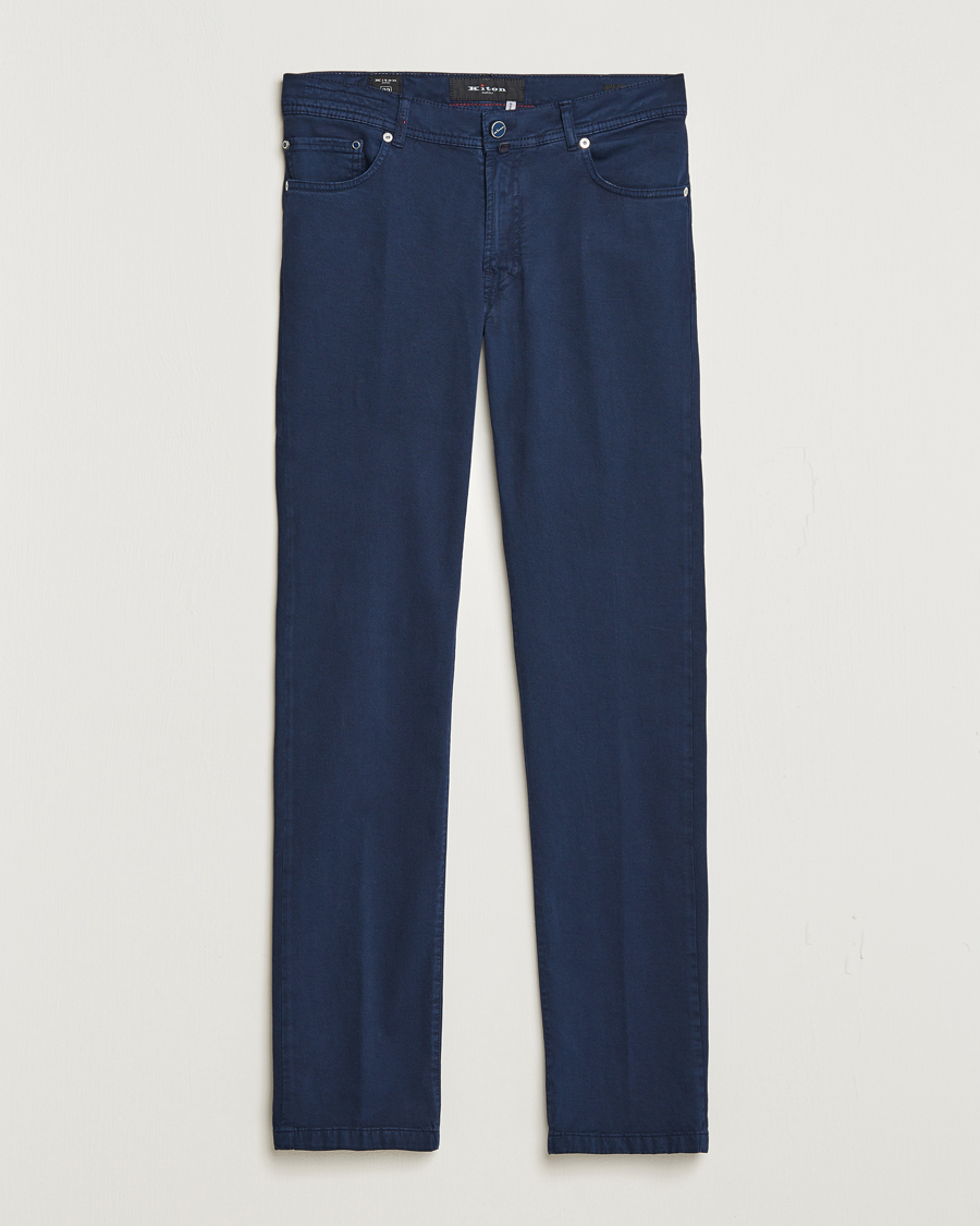Men |  | Kiton | Slim Fit Cashmere/Cotton 5-Pocket Pants Navy