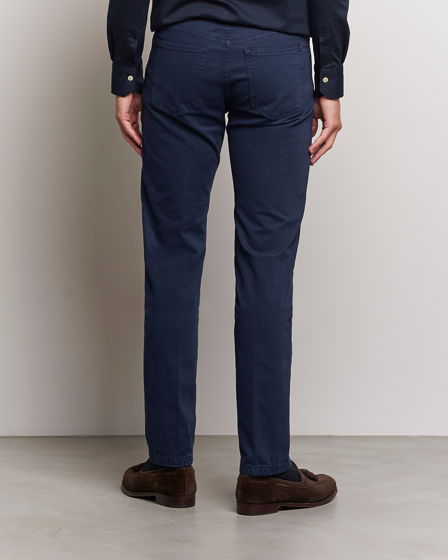 Men | Trousers | Kiton | Slim Fit Cashmere/Cotton 5-Pocket Pants Navy