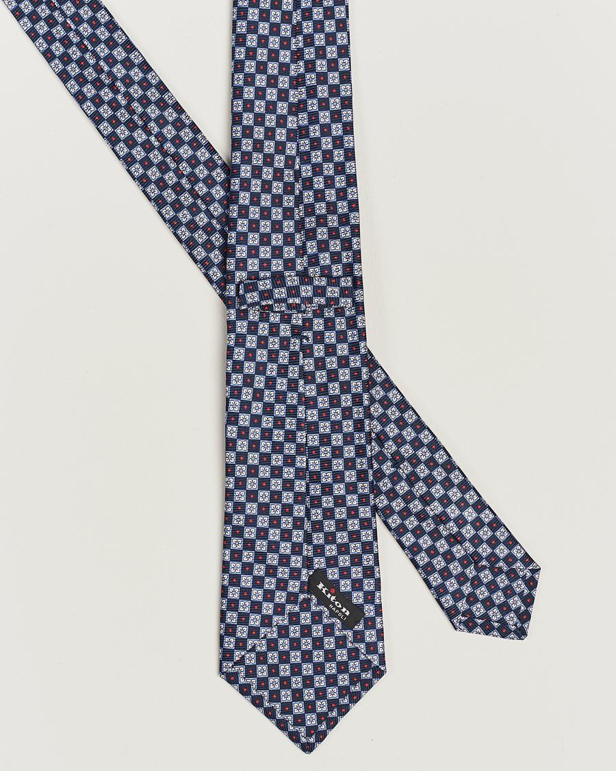 Men | Kiton Micro Print Silk Tie Navy | Kiton | Micro Print Silk Tie Navy