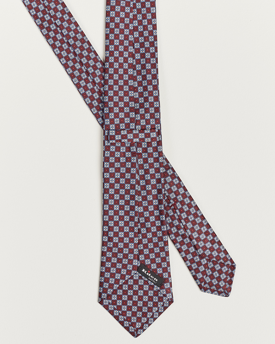 Men | Kiton Micro Print Silk Tie Burgundy | Kiton | Micro Print Silk Tie Burgundy