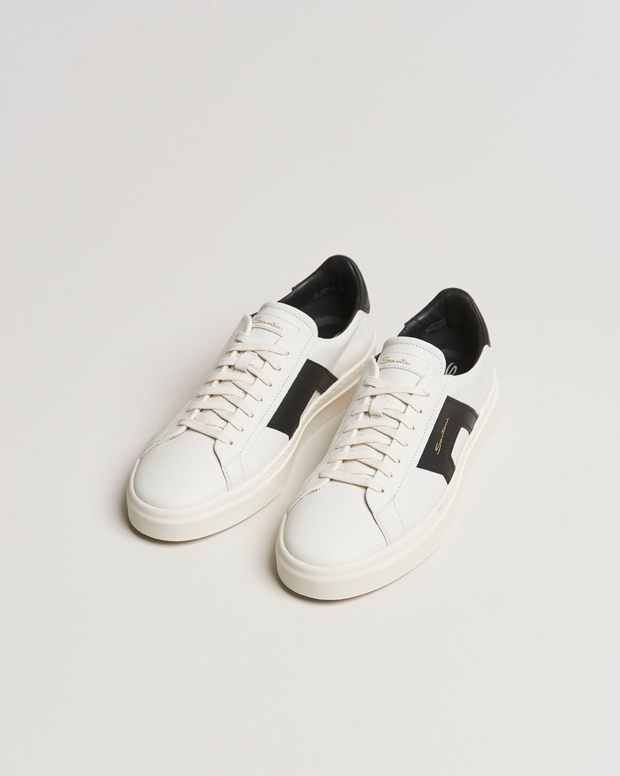 Men | Santoni | Santoni | Double Buckle Sneakers White/Black
