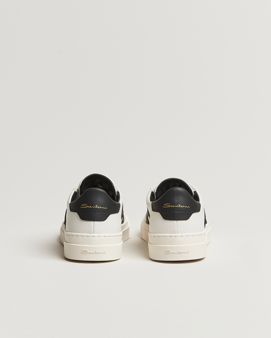 Men | Santoni Double Buckle Sneakers White/Black | Santoni | Double Buckle Sneakers White/Black