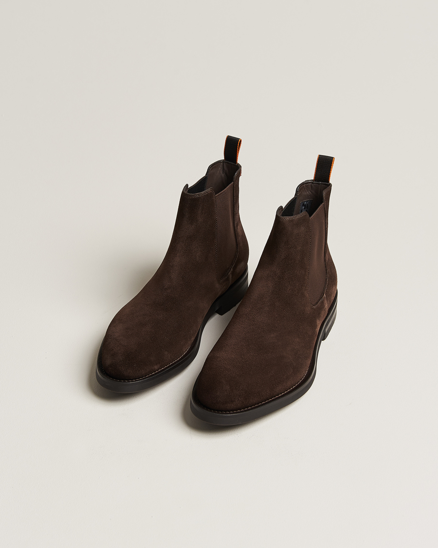 Men | Shoes | Santoni | Chelsea Boots Dark Brown Suede