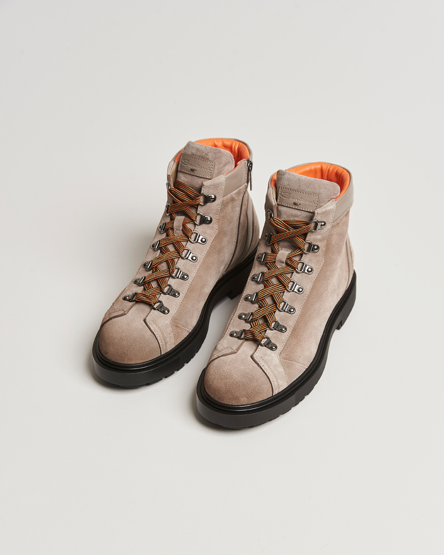 Men | Handmade Shoes | Santoni | St Moritz Winter Boots Beige Suede